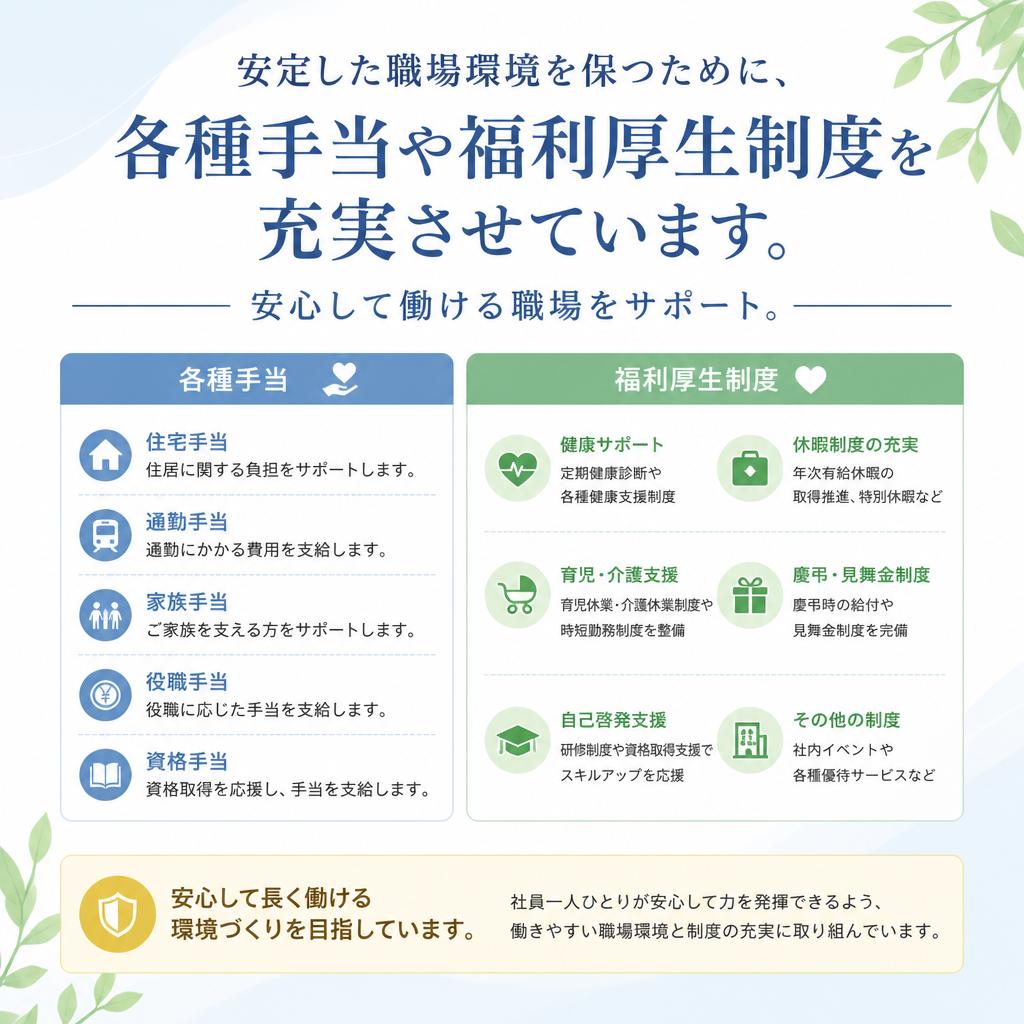 充実の福利厚生を整備